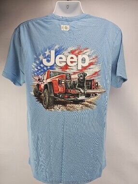 JEDCO Jeep Gladiator Truck T-Shirt Glad Lab Dog Graphic T-Shirt Lt. Blue Men's L